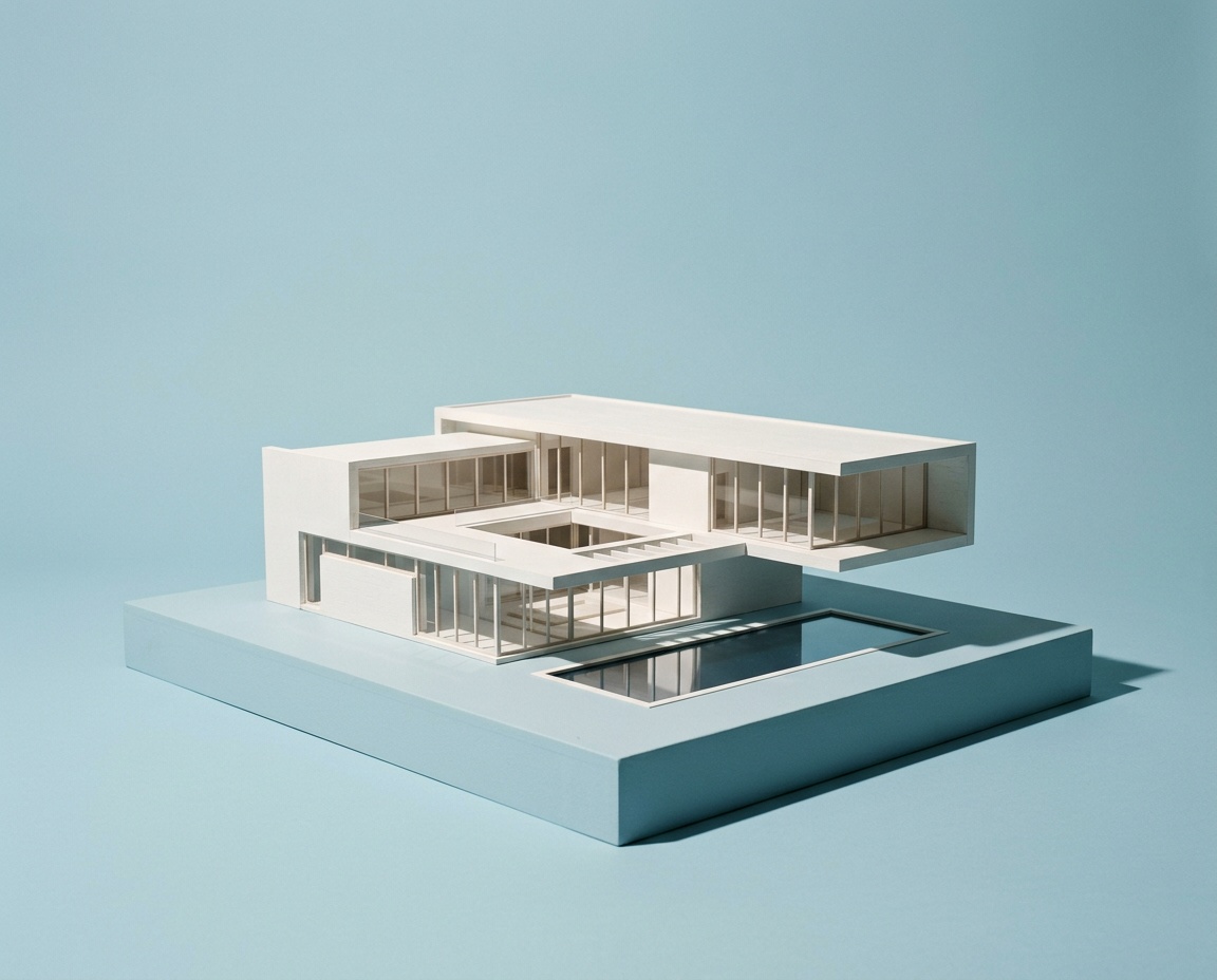 White house model over a reflecting pool