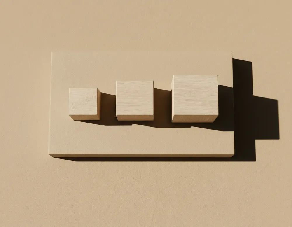 Three oak blocks from above