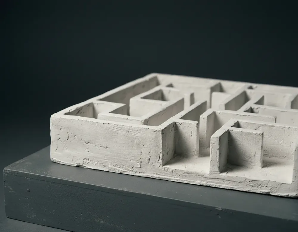 A plaster maze model in close-up