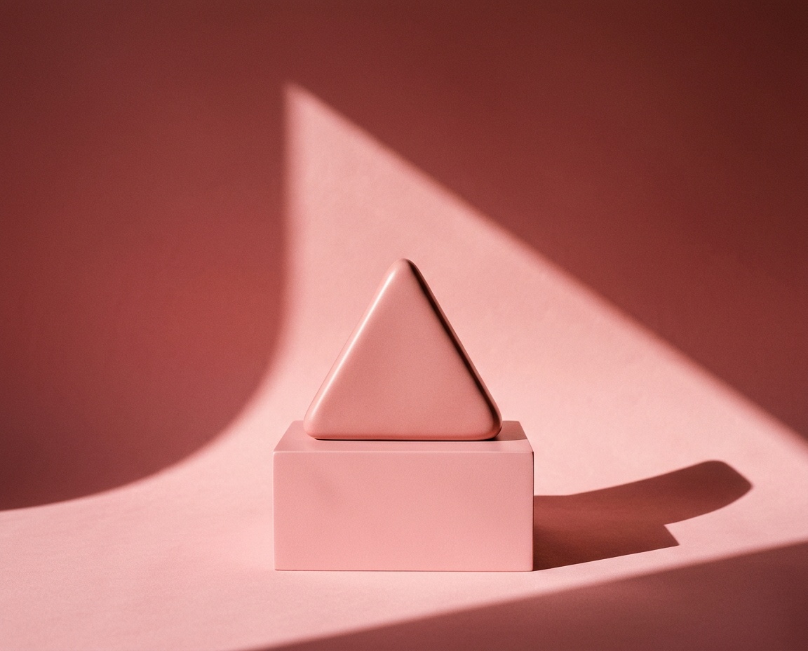 Pink ceramic triangle in hard sunlight